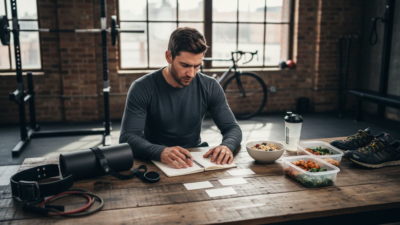 Hybrid athlete adjusting training and nutrition plans based on fatigue and progress