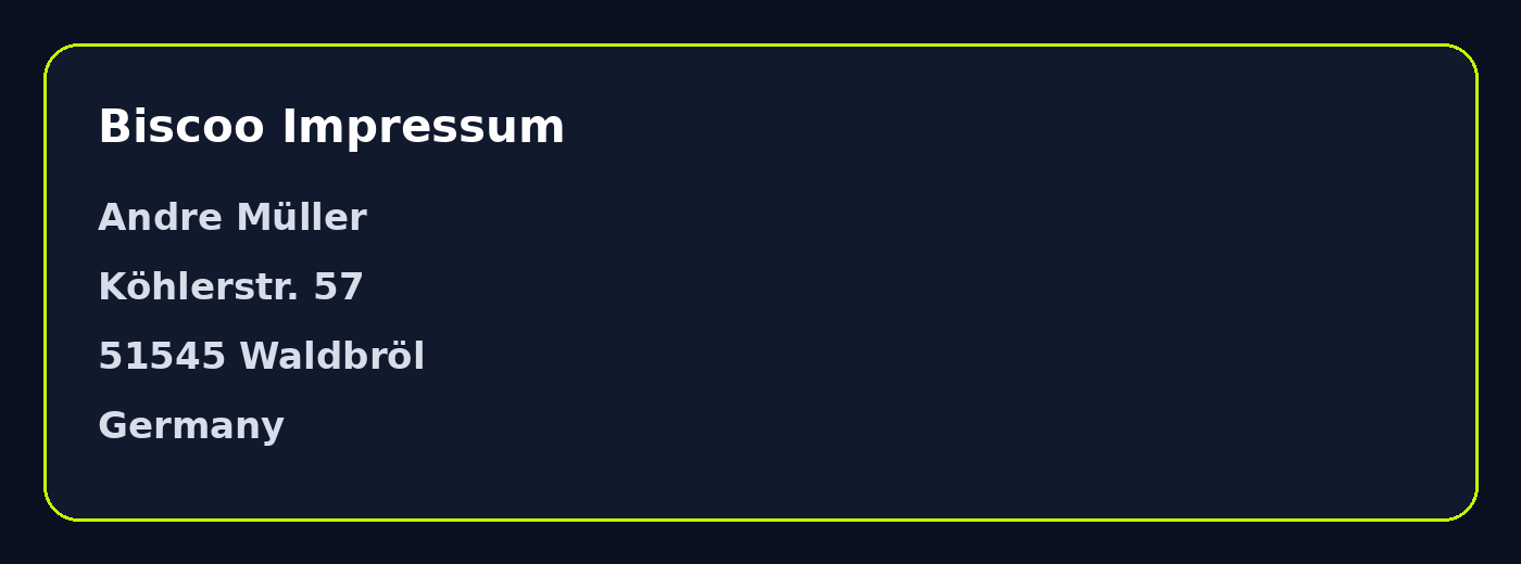 Biscoo legal contact details